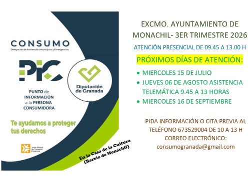 Servicio del Punto de Información al Consumidor de Monachil 3º trimestre